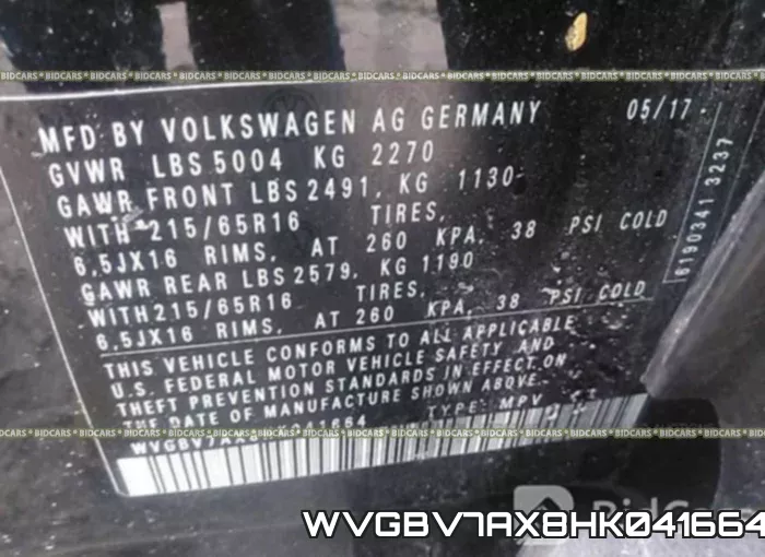 WVGBV7AX8HK041664 фото 10