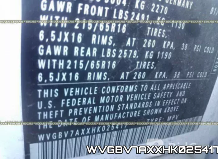 WVGBV7AXXHK025417 фото 10