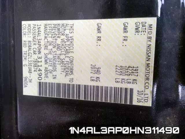 1N4AL3AP0HN311490 фото 2