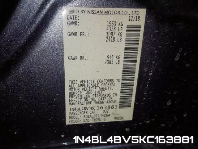 1N4BL4BV5KC163881 фото 2