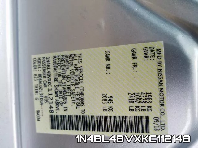 1N4BL4BVXKC112148 фото 2