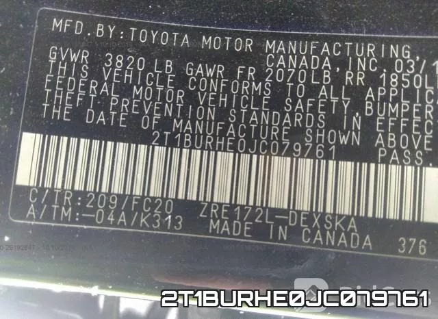 2T1BURHE0JC079761 фото 8