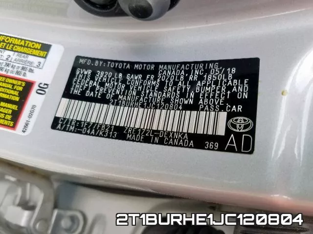 2T1BURHE1JC120804 фото 2