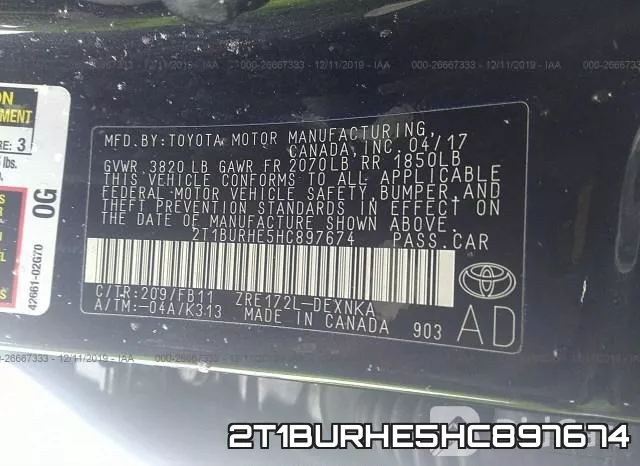 2T1BURHE5HC897674 фото 8