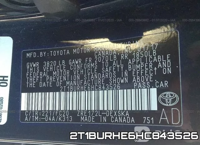 2T1BURHE6HC843526 фото 9