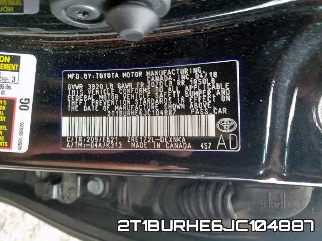 2T1BURHE6JC104887 фото 2