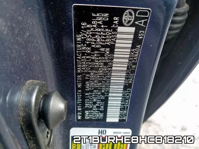 2T1BURHE8HC818210 фото 2