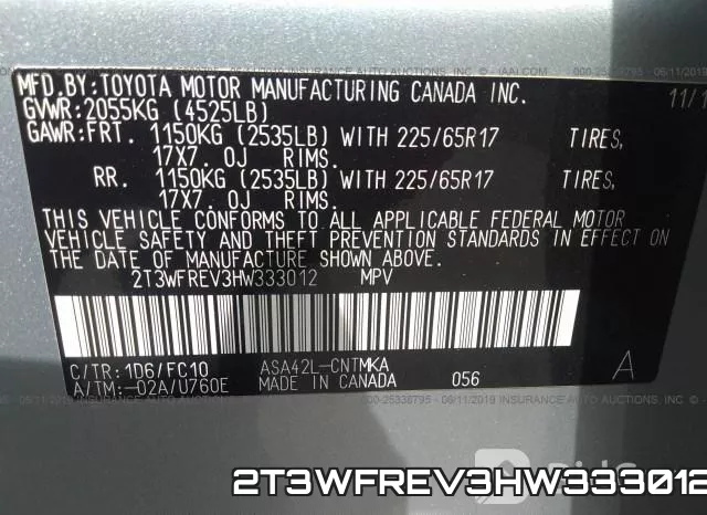 2T3WFREV3HW333012 фото 5