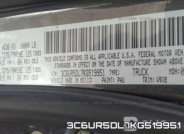 3C6UR5DL7KG519951 фото 7