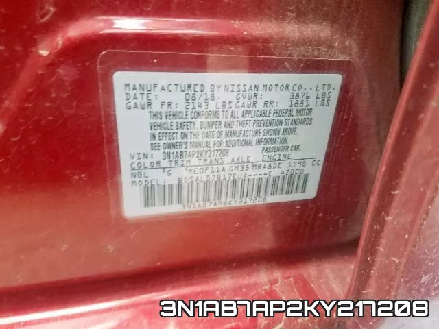 3N1AB7AP2KY217208 фото 2