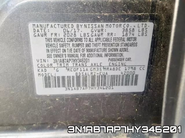 3N1AB7AP7HY346201 фото 2