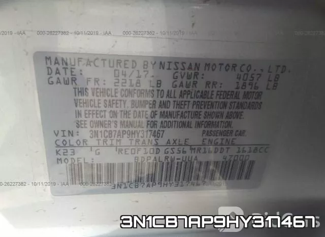3N1CB7AP9HY317467 фото 9