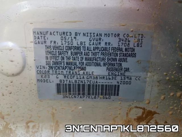 3N1CN7AP7KL872560 фото 2