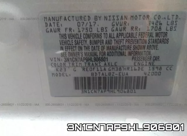 3N1CN7AP9HL906801 фото 8