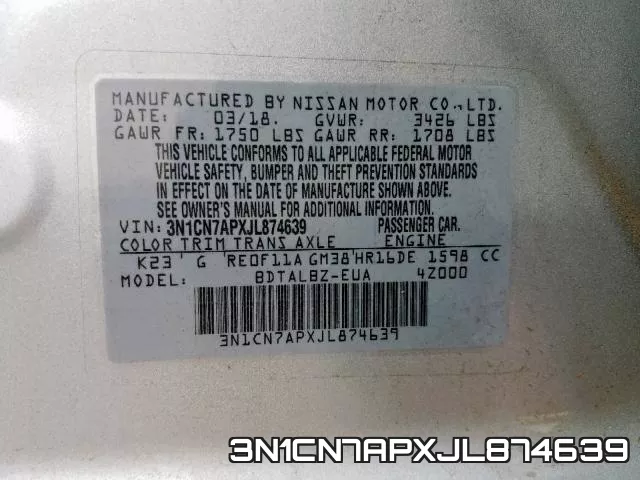 3N1CN7APXJL874639 фото 2