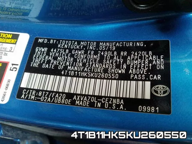 4T1B11HK5KU260550 фото 2