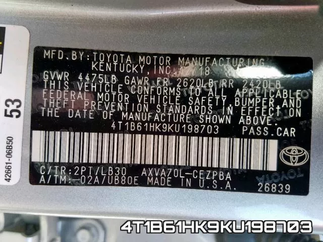 4T1B61HK9KU198703 фото 2