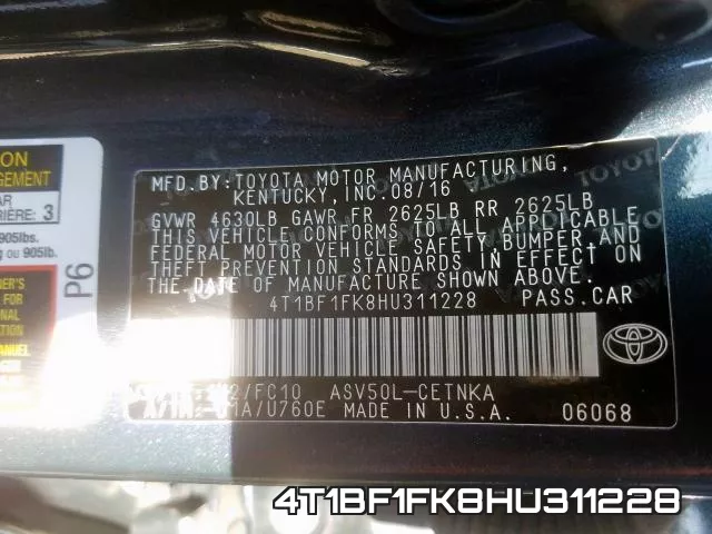 4T1BF1FK8HU311228 фото 2