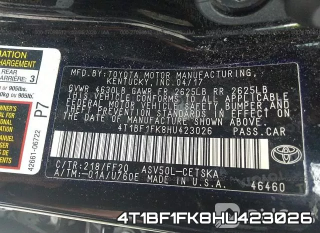 4T1BF1FK8HU423026 фото 7