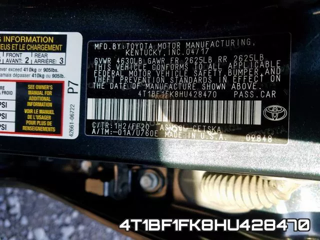 4T1BF1FK8HU428470 фото 2