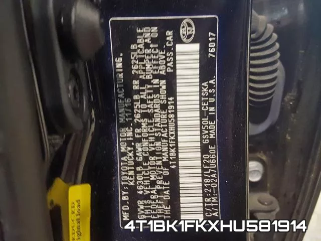 4T1BK1FKXHU581914 фото 2