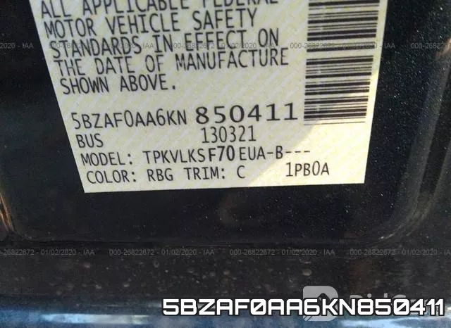 5BZAF0AA6KN850411 фото 6