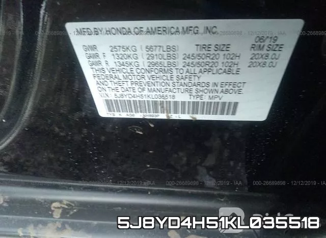 5J8YD4H51KL035518 фото 9