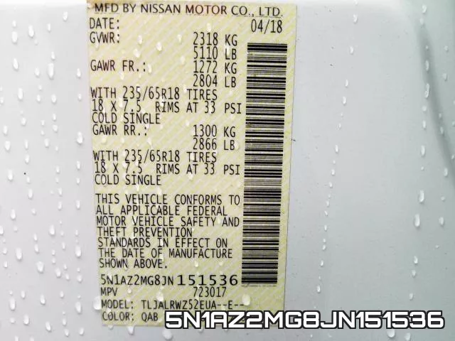 5N1AZ2MG8JN151536 фото 2