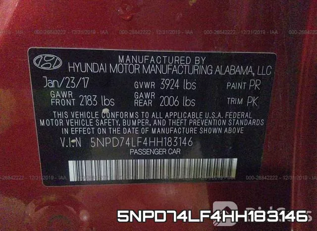 5NPD74LF4HH183146 фото 8