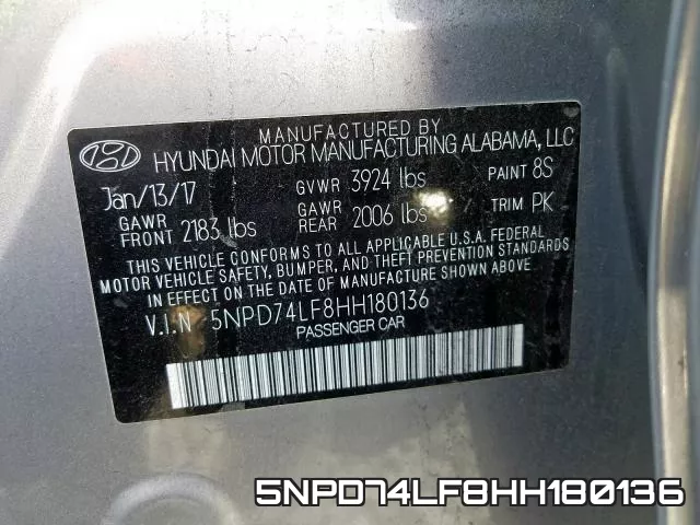 5NPD74LF8HH180136 фото 2
