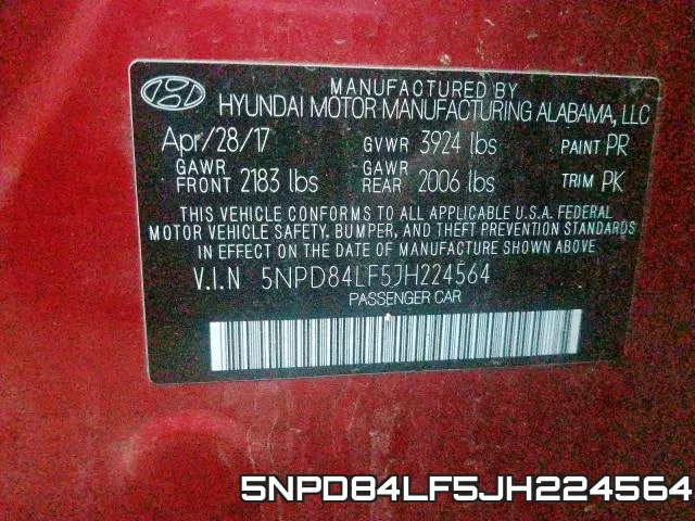 5NPD84LF5JH224564 фото 2