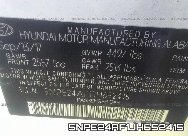 5NPE24AF1JH652415 фото 7
