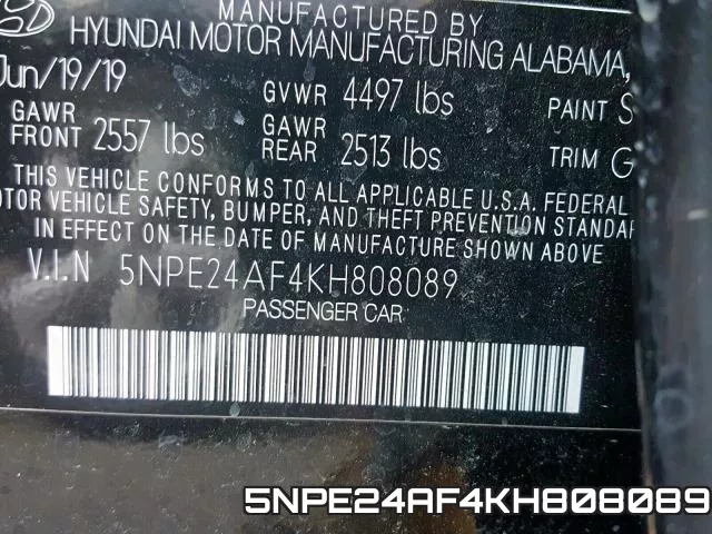5NPE24AF4KH808089 фото 2