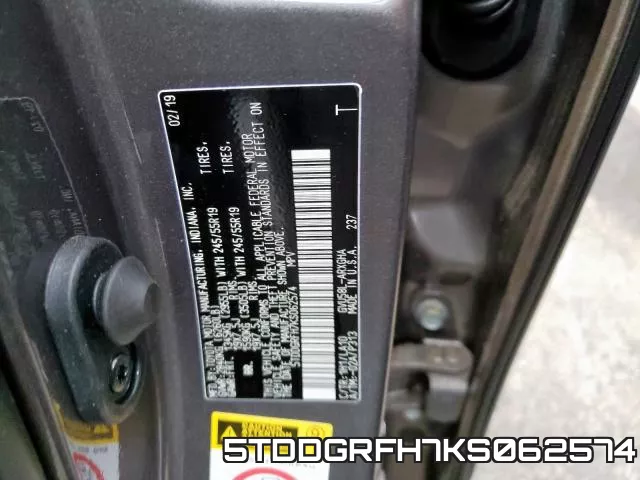 5TDDGRFH7KS062574 фото 2
