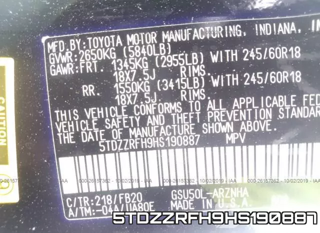 5TDZZRFH9HS190887 фото 8