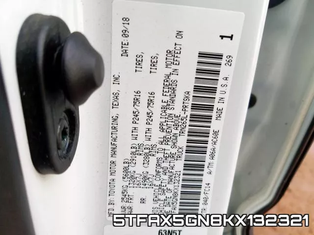 5TFAX5GN8KX132321 фото 2