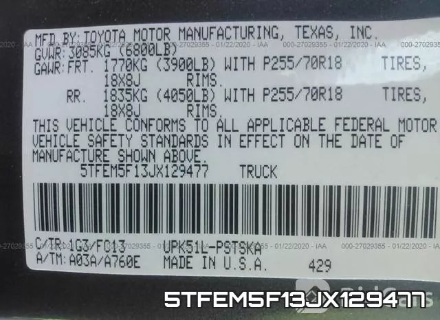 5TFEM5F13JX129477 фото 8