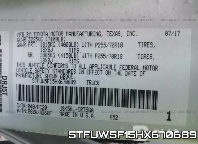 5TFUW5F15HX670689 фото 9