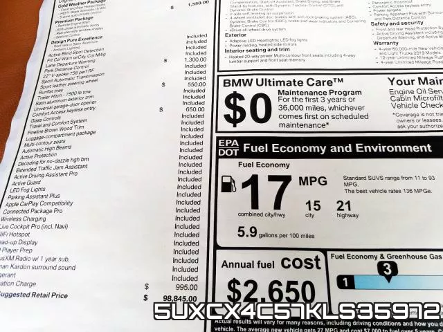 5UXCX4C57KLS35972 фото 7