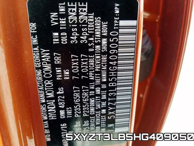 5XYZT3LB5HG409050 фото 2