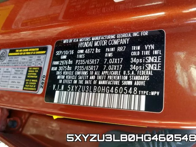 5XYZU3LB0HG460548 фото 2