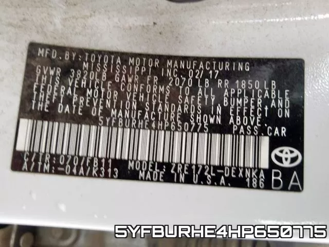 5YFBURHE4HP650775 фото 2