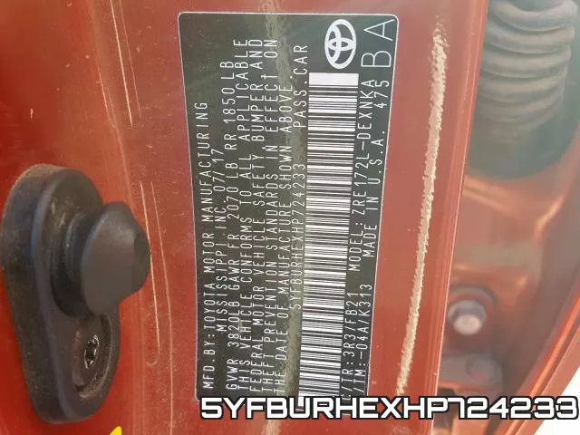5YFBURHEXHP724233 фото 2