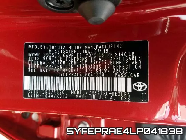 5YFEPRAE4LP041838 фото 2