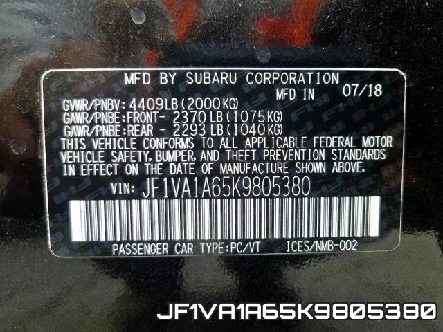 JF1VA1A65K9805380 фото 2