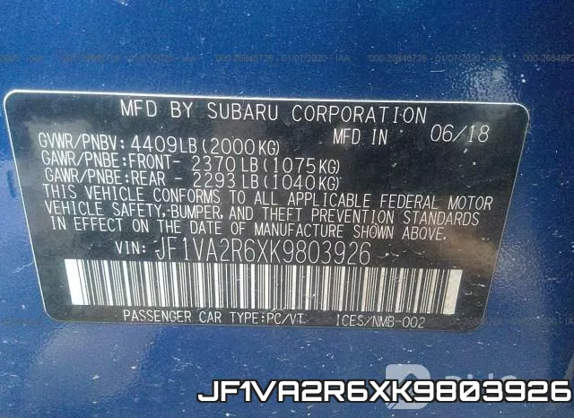 JF1VA2R6XK9803926 фото 9