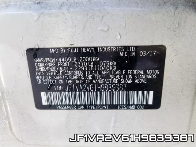 JF1VA2V61H9839387 фото 2