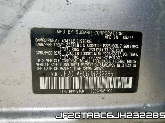 JF2GTABC6JH232285 фото 2