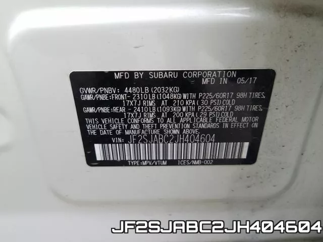 JF2SJABC2JH404604 фото 2