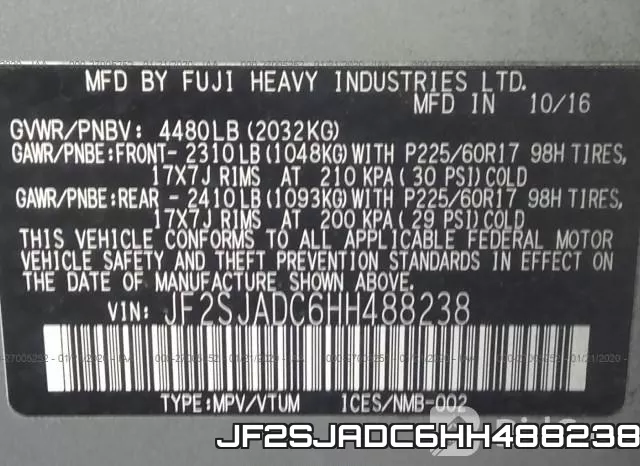 JF2SJADC6HH488238 фото 9
